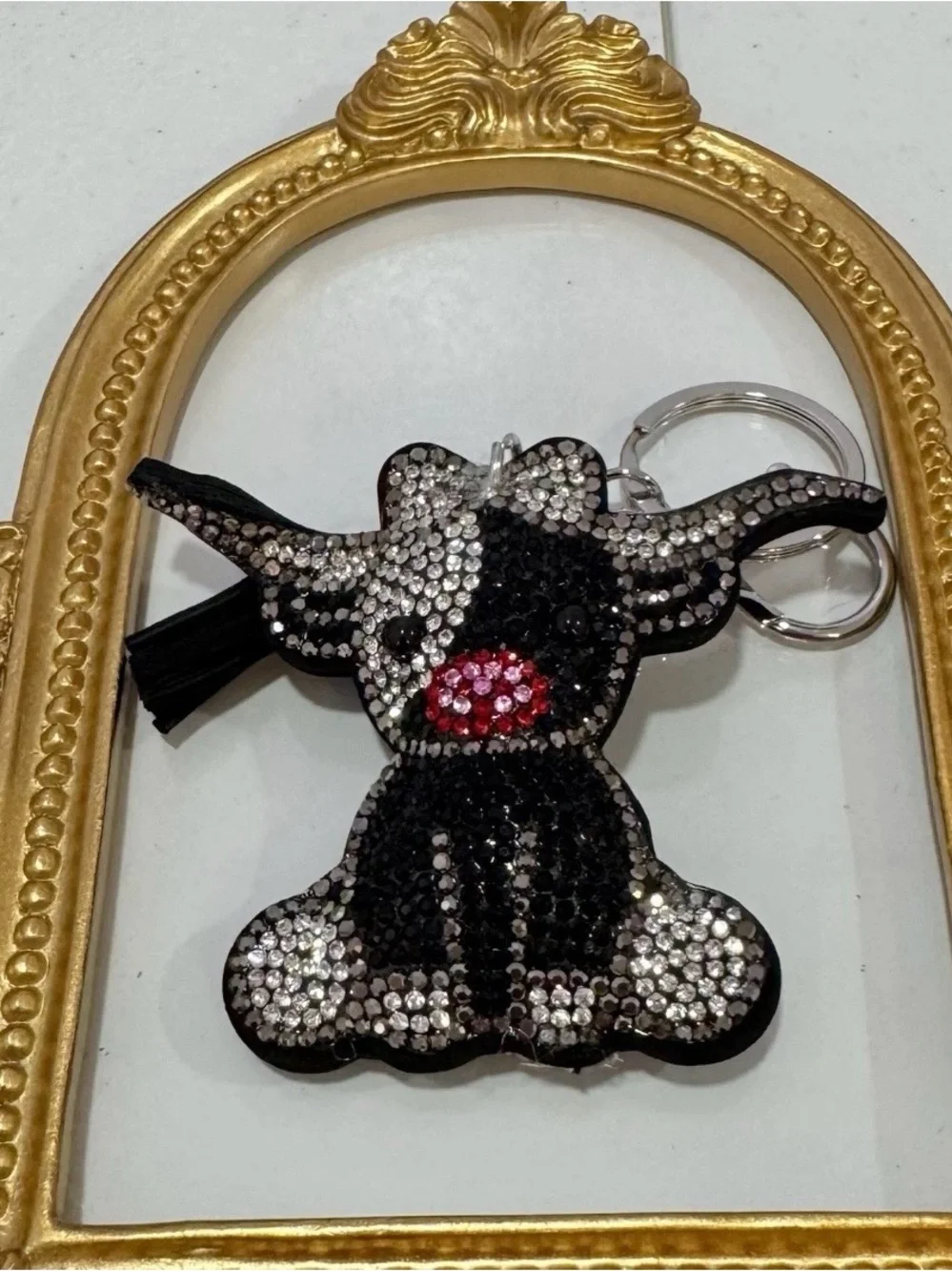 New Black/Gray Baby Girl Longhorn w/ Bow Keychain